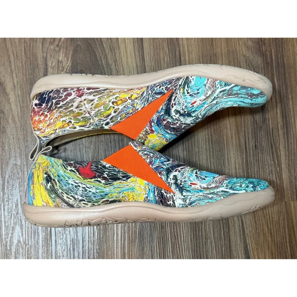 UIN Arts and Drafts Toledo Multi Color Fluid Paint Slip On Canvas Loafers Sz 11